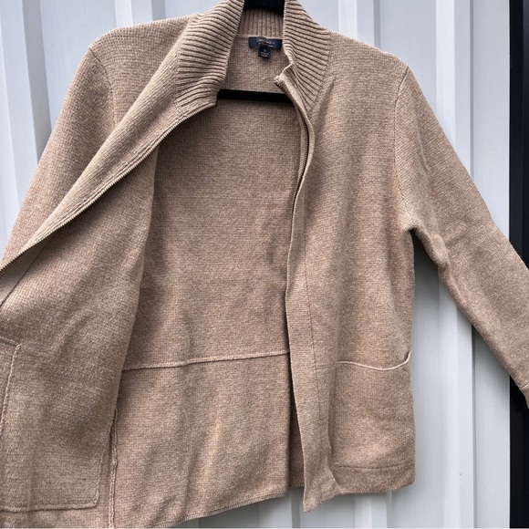 Brooks Brothers Wool Sweater Jacket Tan Womens Zip Up Medium M - Picture 4 of 14